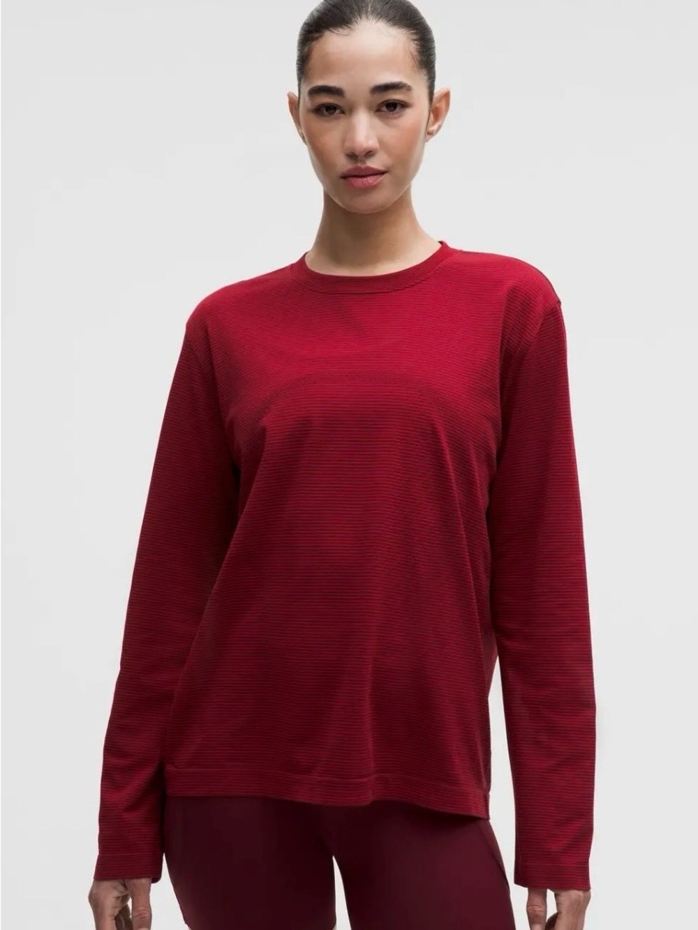 lululemon Swiftly Relaxed Long Sleeve Shirt Red Stripe Women’s Size 10 NWT